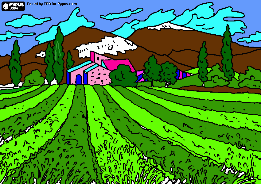 veld en berge coloring page