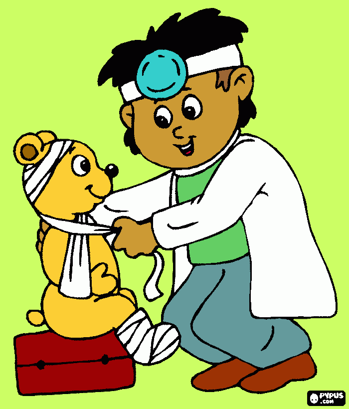 veterinár lieči coloring page