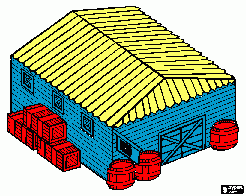 warehouse built in wood coloring page