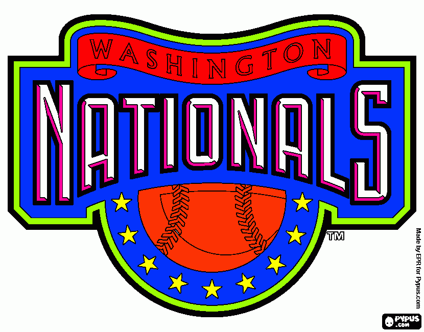 Washington Nationals logo, baseball team coloring page