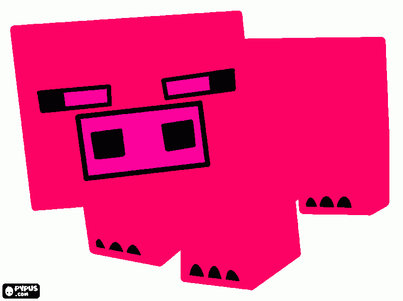 weird looking minecracft pig coloring page