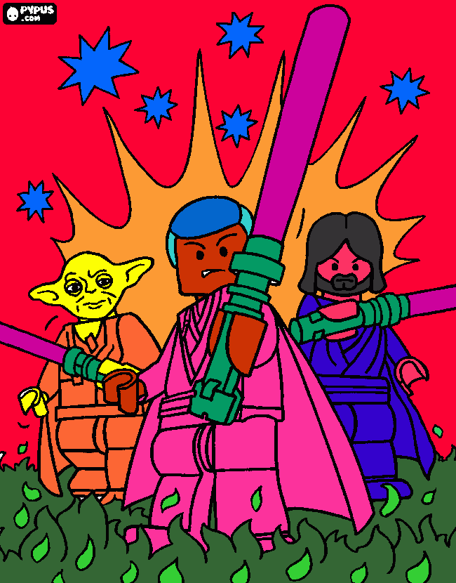 Yoda, Skywalker, Kenobi coloring page