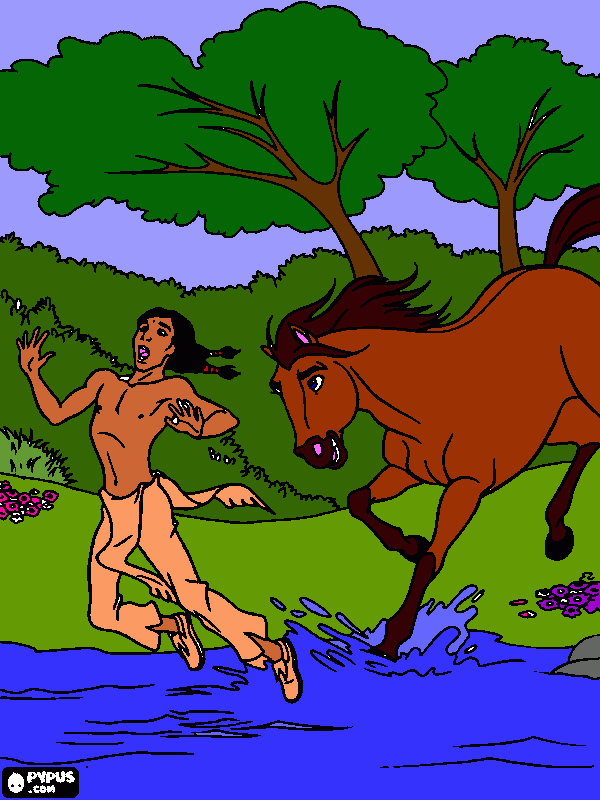 Your Horse Poshing You Into The Water. coloring page