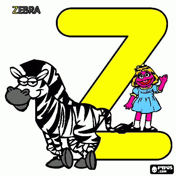 Z is for Zebra coloring page