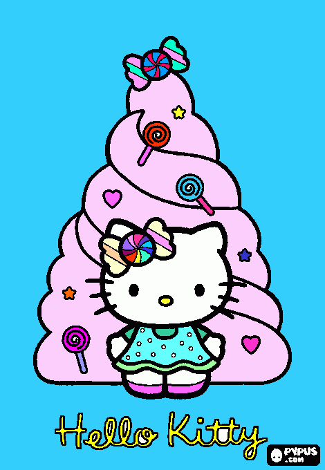 คิตตี้ น้อย กล้อยใจ  coloring page