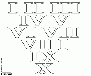 From 1 to 10 in Roman numerals coloring page