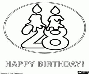 A 2 and an 8 with lit candles coloring page