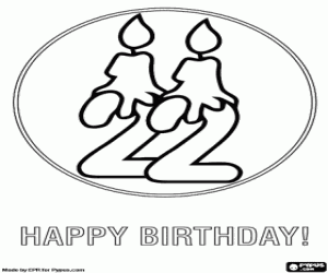 For a 22th happy birthday coloring page