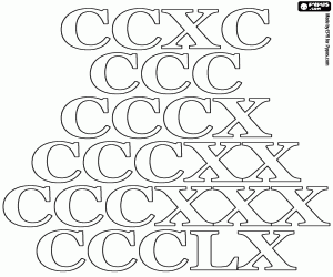 From 290 to 340, Roman numerals coloring page