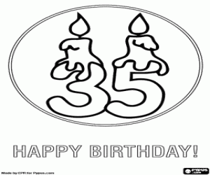 A 3 and a 5 with lit candles coloring page