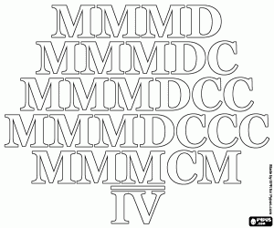 From 3500 to 4000, Roman hundreds coloring page