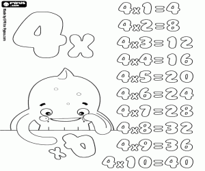4 multiplication table coloring page