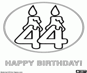A 44 with celebration's candles coloring page