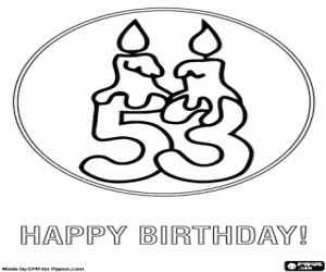 A 5 and a 3 with lit candles coloring page