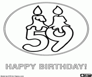 A 5 and a 9 with lit candles coloring page