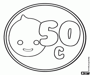 50 cents, a coin of Pypus coloring page