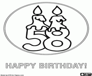 A 58 with celebration's candles coloring page