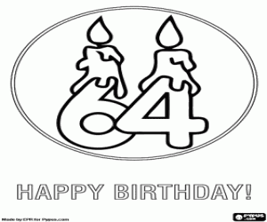 A 6 and a 4 with lit candles coloring page