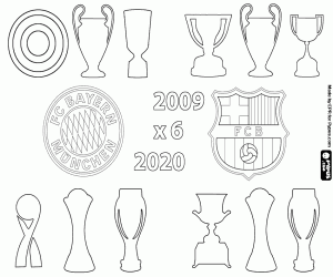6 titles of the year, Barça and Bayern coloring page