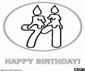A 71 years greeting card coloring page