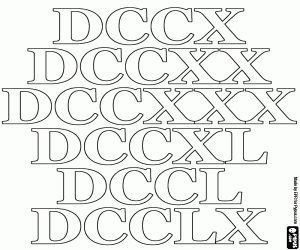 From 710 to 760 in Roman numerals coloring page