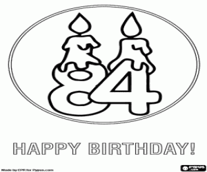 An 8 and a 4 with lit candles coloring page