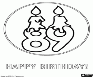 A 8 and a 9 with lit candles coloring page