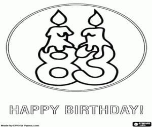 A 83 with celebration's candles coloring page
