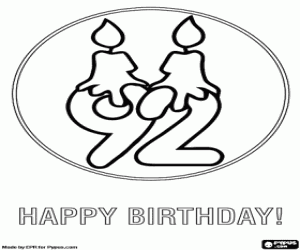 A 92 with celebration's candles coloring page