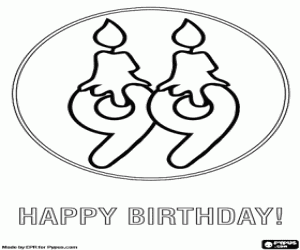 A 99 years birthday card coloring page
