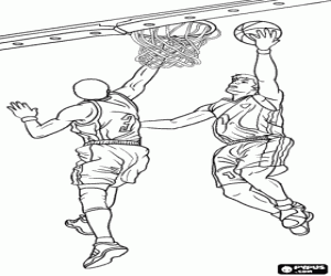 A basketball game action coloring page