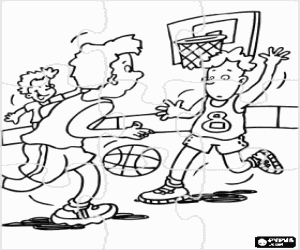 A basketball game puzzle coloring page