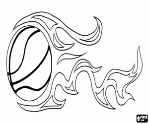 A basketball in fire coloring page