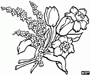 A bouquet of various flowers coloring page