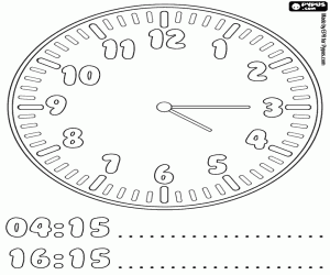 A clock at quarter past four coloring page