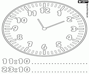 A clock, it's ten past eleven coloring page