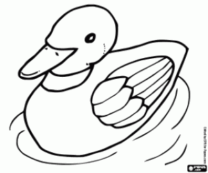 A duck swimming in the lake coloring page