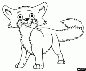 A fox, carnivorous mammal coloring page