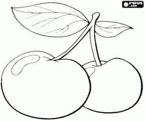 A pair of cherries coloring page