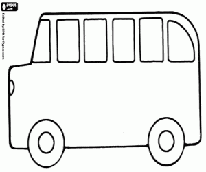 A small bus seen from side coloring page