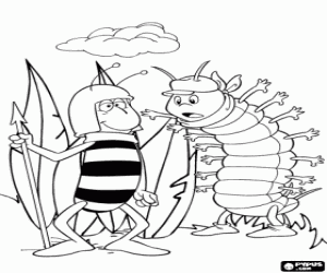 A soldier bee and a centipedes coloring page