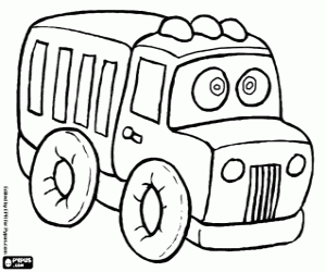 A truck with eyes wide open coloring page