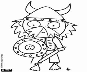 A viking warrior with big eyes coloring page