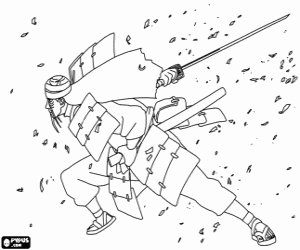A warrior samurai in fight coloring page