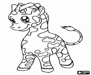 A young giraffe, a baby giraffe coloring page