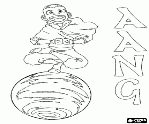 Aang with his flying bison coloring page