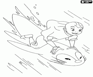 Aang on a otter penguin coloring page