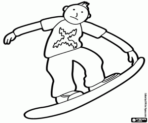 Acrobatic snowboarding coloring page