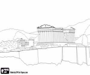 Acropolis of Athens, Greece coloring page