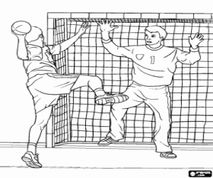 Action in a handball game coloring page